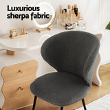 Artiss 2x Dining Chairs Sherpa Boucle Wing Back Grey - 45-Degree Angle