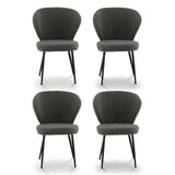 Artiss 4x Dining Chairs Sherpa Boucle Wing Back Grey - Side View