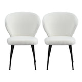 Artiss 2x Dining Chairs Sherpa Boucle Wing Back White - Side View