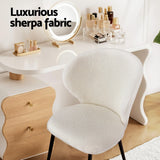 Artiss 2x Dining Chairs Sherpa Boucle Wing Back White - 45-Degree Angle