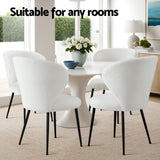 Artiss 2x Dining Chairs Sherpa Boucle Wing Back White - Rear View