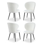 Artiss 4x Dining Chairs Sherpa Boucle Wing Back White