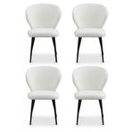 Artiss 4x Dining Chairs Sherpa Boucle Wing Back White