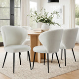 Artiss 4x Dining Chairs Sherpa Boucle Wing Back White - Top-Down View