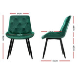Artiss Dining Chairs Set of 2 Velvet Diamond Tufted Green