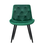 Artiss Dining Chairs Set of 2 Velvet Diamond Tufted Green - Side View