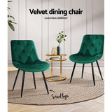 Artiss Dining Chairs Set of 2 Velvet Diamond Tufted Green - Top-Down View
