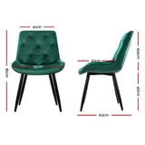 Artiss Dining Chairs Set of 4 Velvet Diamond Tufted Green - Front View