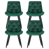 Artiss Dining Chairs Set of 4 Velvet Diamond Tufted Green - Side View