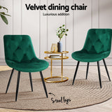Artiss Dining Chairs Set of 4 Velvet Diamond Tufted Green - Top-Down View