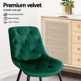 Artiss Dining Chairs Set of 4 Velvet Diamond Tufted Green - 45-Degree Angle