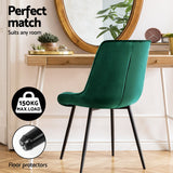 Artiss Dining Chairs Set of 4 Velvet Diamond Tufted Green - Rear View