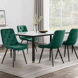 Artiss Dining Chairs Set of 4 Velvet Diamond Tufted Green - Close-Up Angle