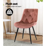 Artiss Dining Chairs Set of 2 Velvet Diamond Tufted Pink - 45-Degree Angle