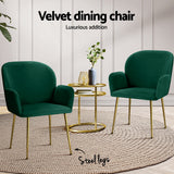 Artiss Dining Chairs Set of 4 Velvet Armchair Green - Top-Down View