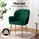 Artiss Dining Chairs Set of 4 Velvet Armchair Green - 45-Degree Angle