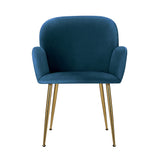Artiss Dining Chairs Set of 2 Velvet Armchair Blue - Side View