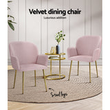 Artiss Dining Chairs Set of 2 Velvet Armchair Pink
