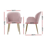 Artiss Dining Chairs Set of 4 Velvet Armchair Pink - Front View