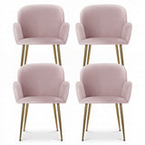 Artiss Dining Chairs Set of 4 Velvet Armchair Pink - Side View