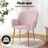 Artiss Dining Chairs Set of 4 Velvet Armchair Pink - 45-Degree Angle