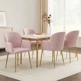 Artiss Dining Chairs Set of 4 Velvet Armchair Pink - Close-Up Angle