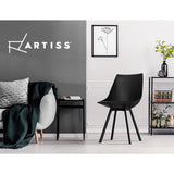 Artiss Dining Chairs Set of 2 PU Leather Plastic Metal Black - Rear View
