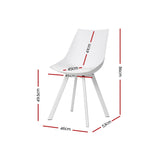 Artiss Dining Chairs Set of 2 PU Leather Plastic Metal White - Front View
