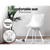 Artiss Dining Chairs Set of 2 PU Leather Plastic Metal White - Side View