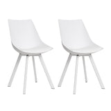 Artiss Dining Chairs Set of 2 PU Leather Plastic Metal White - Close-Up Angle