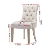 Artiss Dining Chairs Set of 2 Linen French Provincial Beige - Front View