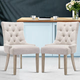 Artiss Dining Chairs Set of 2 Linen French Provincial Beige - Low Angle