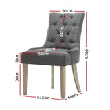Artiss Dining Chairs Set of 2 Linen French Provincial Grey - Front View