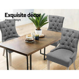 Artiss Dining Chairs Set of 2 Linen French Provincial Grey - Top-Down View