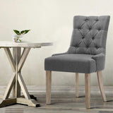 Artiss Dining Chairs Set of 2 Linen French Provincial Grey - Close-Up Angle