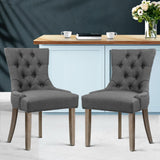 Artiss Dining Chairs Set of 2 Linen French Provincial Grey - Low Angle