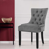 Artiss Dining Chairs Set of 2 Velvet French Provincial Grey - Close-Up Angle