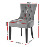 Artiss Dining Chairs Set of 4 Velvet French Provincial Grey - Front View