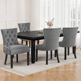 Artiss Dining Chairs Set of 4 Velvet French Provincial Grey - Close-Up Angle