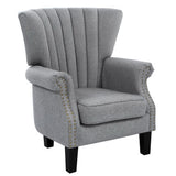 Artiss Armchair Wingback Grey Andrew - Front View