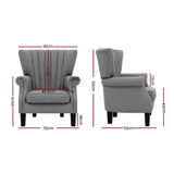 Artiss Armchair Wingback Grey Andrew - Side View