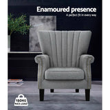 Artiss Armchair Wingback Grey Andrew - Top-Down View