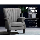 Artiss Armchair Wingback Grey Andrew - 45-Degree Angle