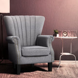 Artiss Armchair Wingback Grey Andrew - Close-Up Angle