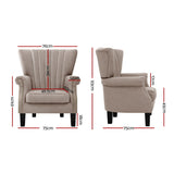 Artiss Armchair Wingback Beige Andrew - Front View