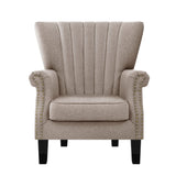 Artiss Armchair Wingback Beige Andrew - Side View
