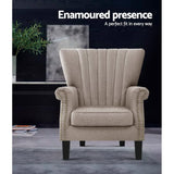 Artiss Armchair Wingback Beige Andrew - Top-Down View