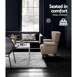 Artiss Armchair Wingback Beige Andrew - 45-Degree Angle