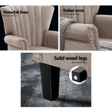 Artiss Armchair Wingback Beige Andrew - Rear View