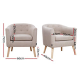 Artiss Armchair Tub Chair Beige Adora - Front View